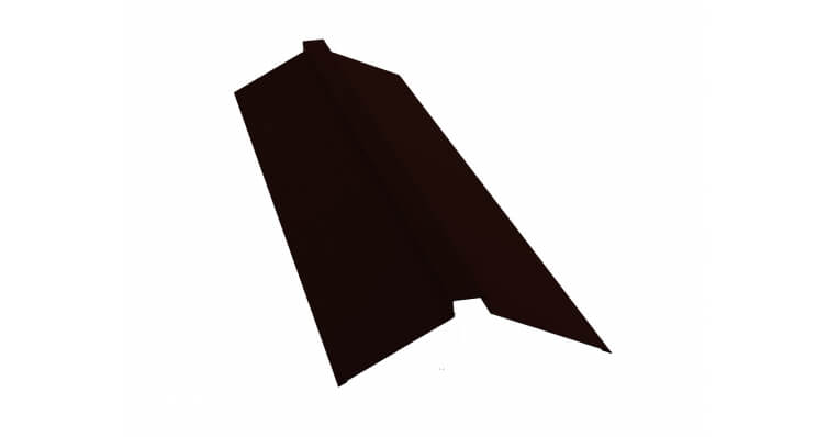 Планка конька плоского 150х40х150 GreenCoat Pural BT с пленкой RR 32 темно-коричневый (RAL 8019 серо-коричневый) (2м)