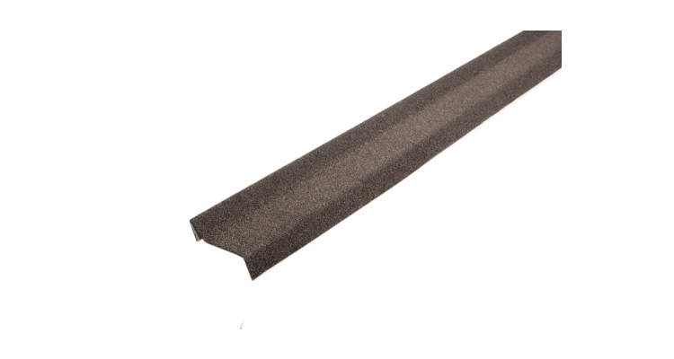 Планка примыкания Grand Line c базальтовой крошкой для мягкой кровли коричневая 1,25м