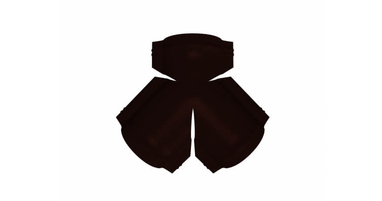 Тройник Y конька полукруглого 0,5 GreenCoat Pural BT с пленкой RR 32 темно-коричневый (RAL 8019 серо-коричневый)