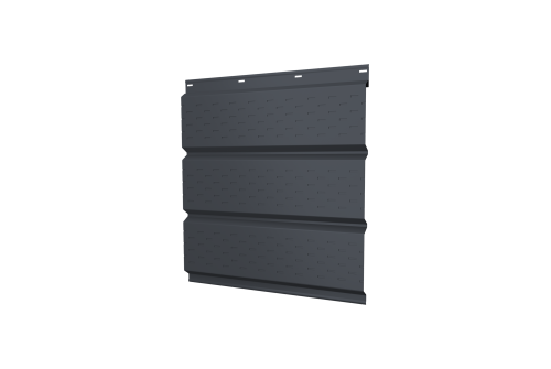 Софит металлический полная перфорация 0,45 Drap TX с пленкой RAL 7024 мокрый асфальт