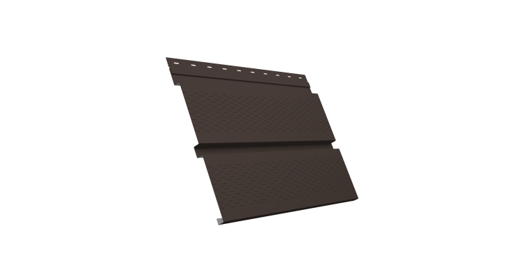 Софит металлический Квадро Брус с перфорацией 0,5 Satin Matt с пленкой RR 32 темно-коричневый